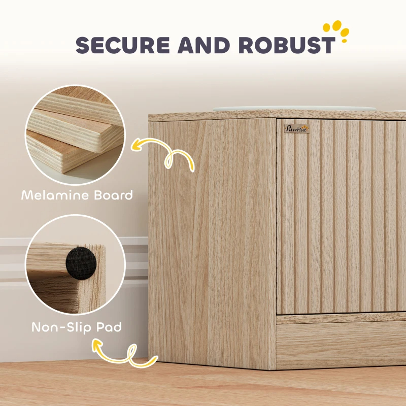 Elevated Dog Bowl, Large Feeding Dog Bowl Stand With 2 Stainless Steel Bowls, Storage Drawer, And Slow Feeder Mat.