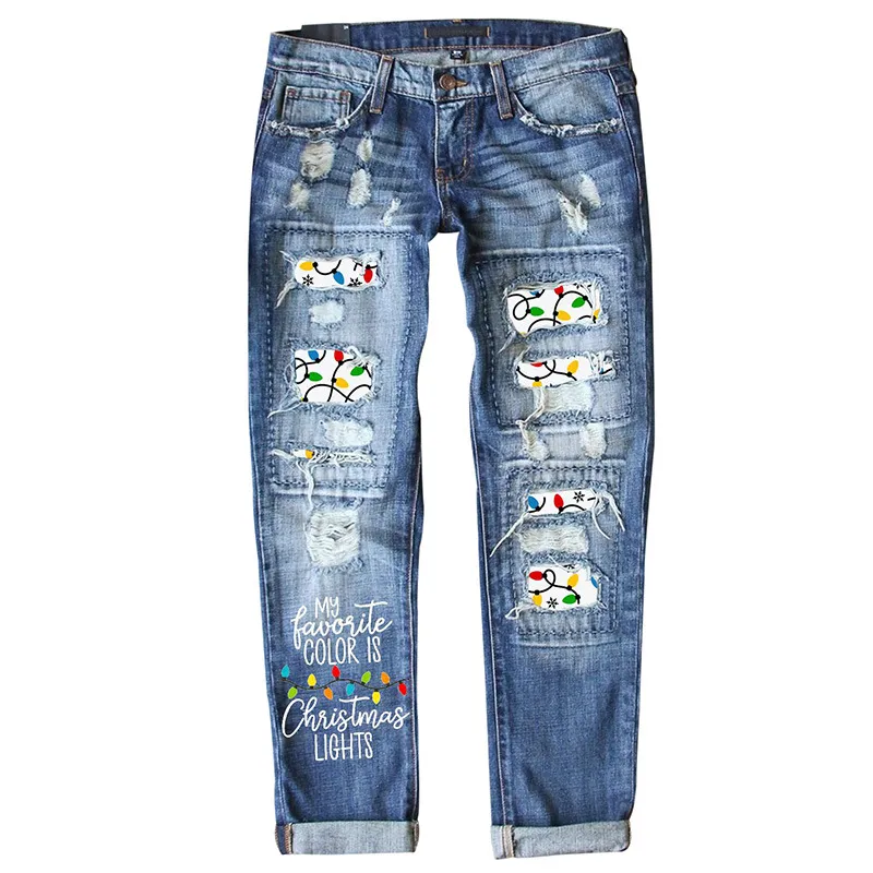 Fashionable Torn Button Pleated Pants For Women - Sky Blue