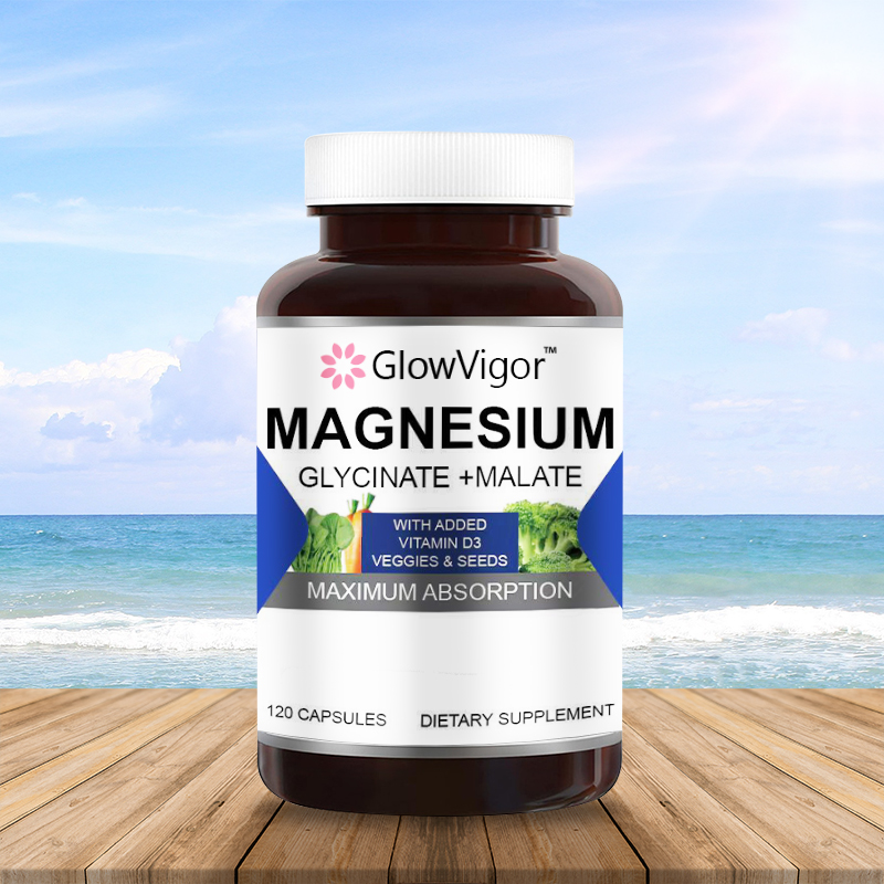 Magnesium Complex with Vitamin D, 120 Capsules. MAX ABSORPTION MAGNESIUM & VITAMIN D3: Our magnesium pills combine 250mg of magnesium Glycinate & Malate, 800 IU of Vitamin D3, and magnesium-rich veggies like spinach in easy-to-swallow capsules. Magnesium 