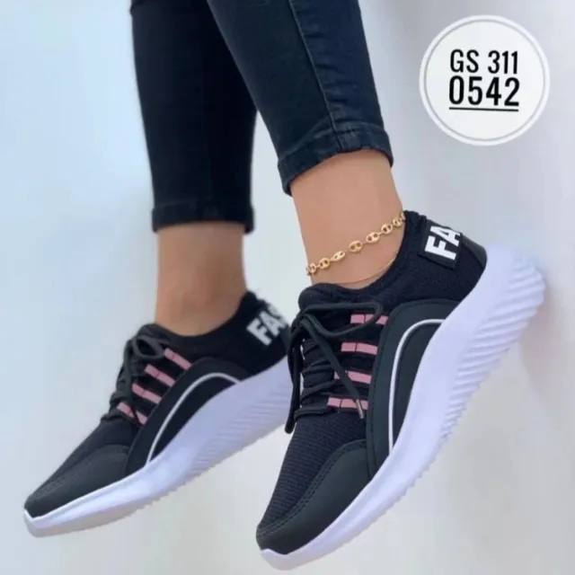Mesh Sneakers Women Lace Up Running Shoes Black - Shop at LoveMi