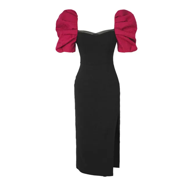 Slim Fit Split Step Wrap Hip Dress Black - Shop at LoveMi