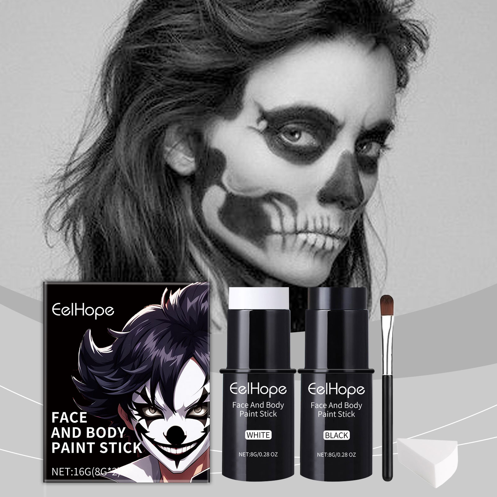 Halloween Face Paint Stick Set, Full Coverage Face Foundation Paint, Multi Color Clown Cosplay Makeup Sticks