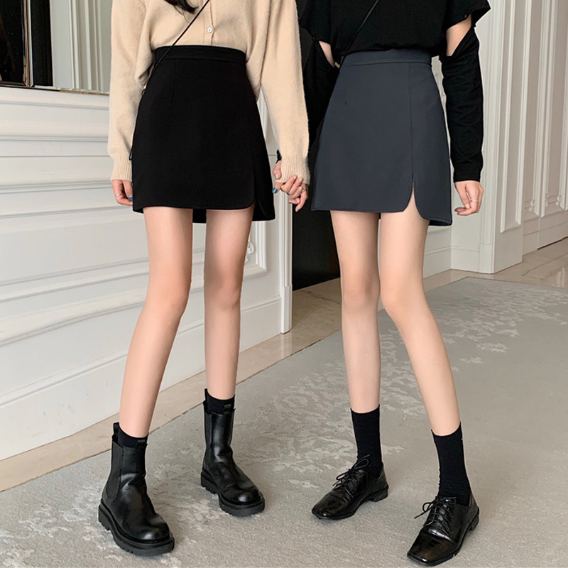Slit High Waist A-line Fashion Slim Short Skirt