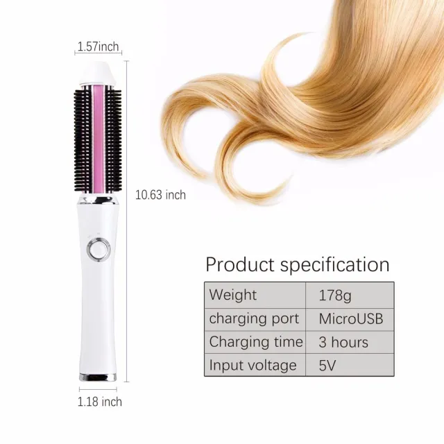 USB Wireless Charging Hair Straightening Comb Portable White - Shop at LoveMi