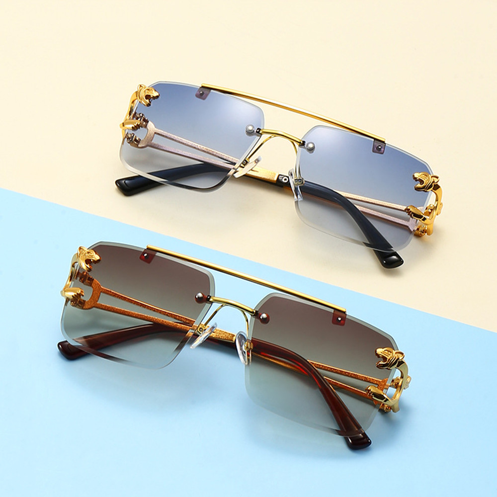 Men's Trendy Double Beam Trimmed Sunglasses - Image 8