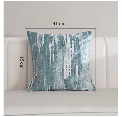 Light Luxury Sofa Cushion Living Room Nordic Velvet Printing Pillow Simple Modern Model Room Pillow Pillowcase Blue Green - Shop at LoveMi