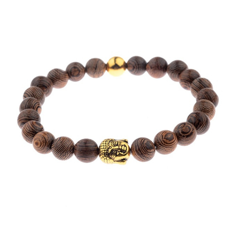 Yoga Chakra 8mm Braided Wooden Beads And White Pine Bracelet
