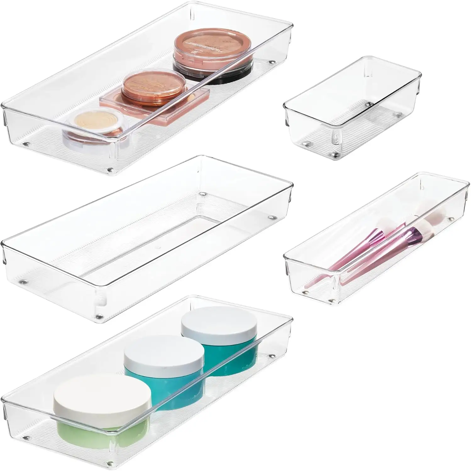 Kitchen Drawer Organizer Set Clear Plastic Storage