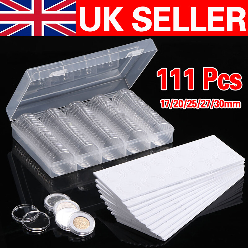 1o0pcs 30mm Round Coin Storage Box Clear Plastic Cases Capsules Holder Apply