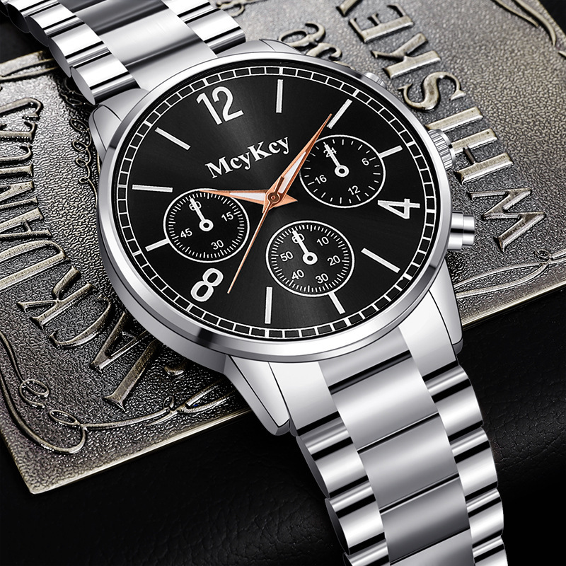 Fake Three-eye Men's Steel Belt Business Casual Quartz Watch