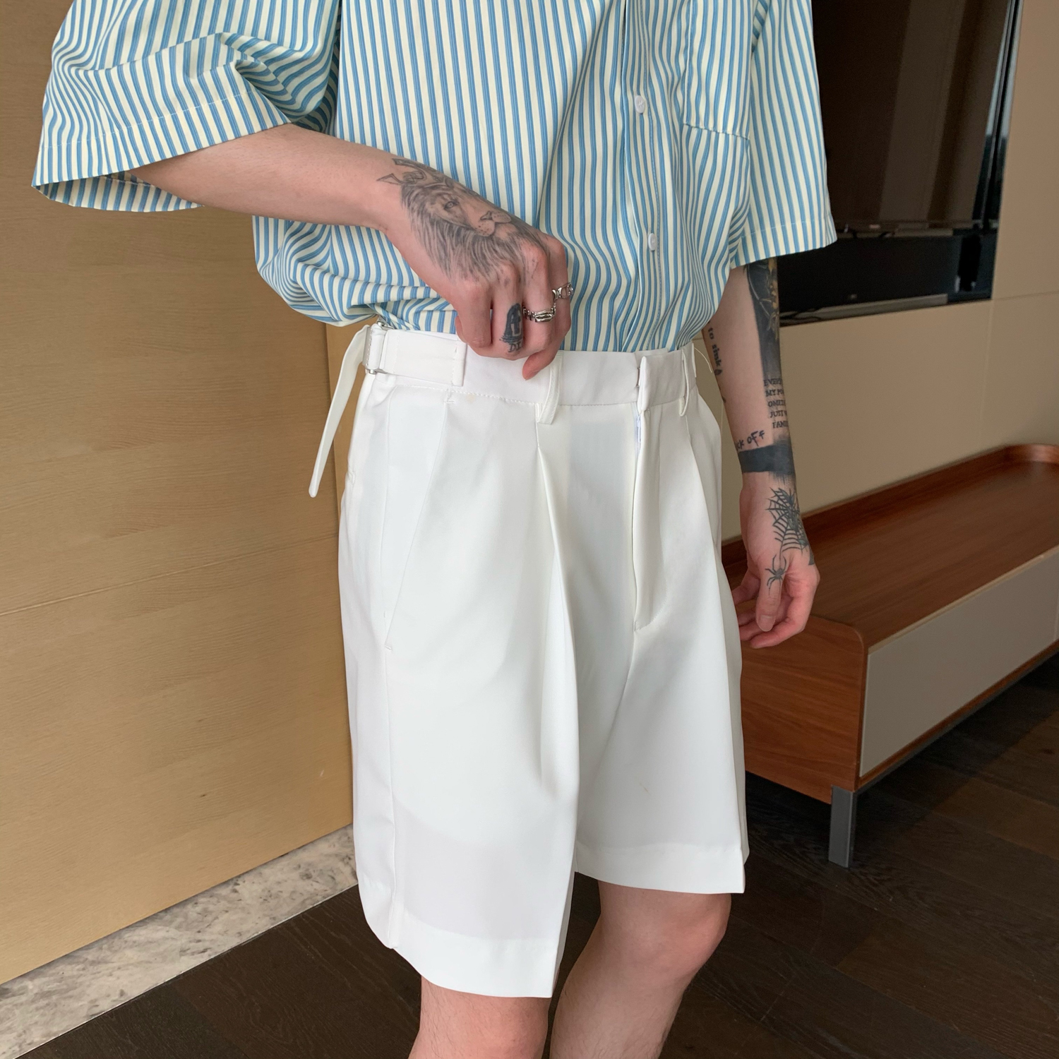 Summer Straight Silhouette Solid Color All-match Five-point Pants