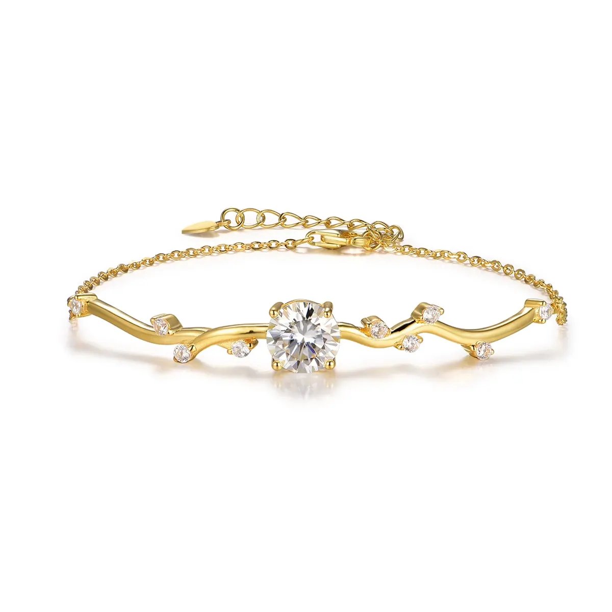 S925 Silver Gold Plated 5g Moissanite Branch