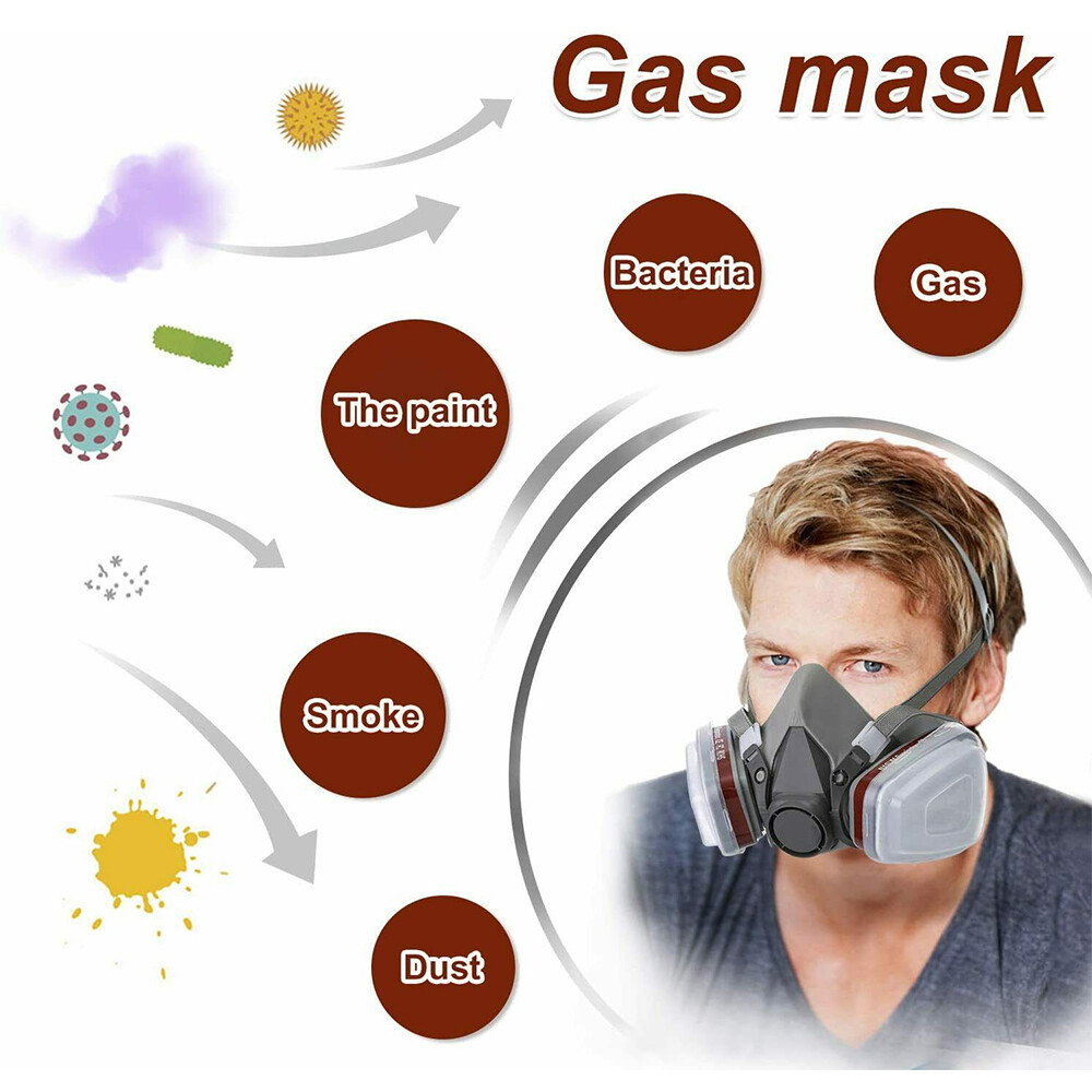 7 In 1Respirator Mask Suit Industry Painting Spray Dust Gas Mask  Respirator Mas