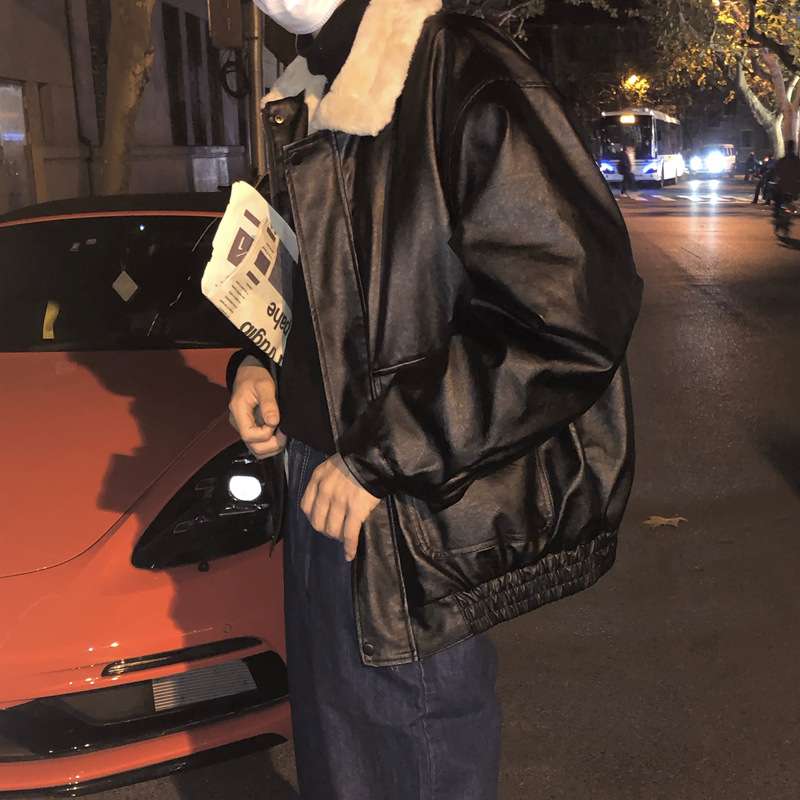 Men's Fashion Personality Thick Leather Jacket Coat