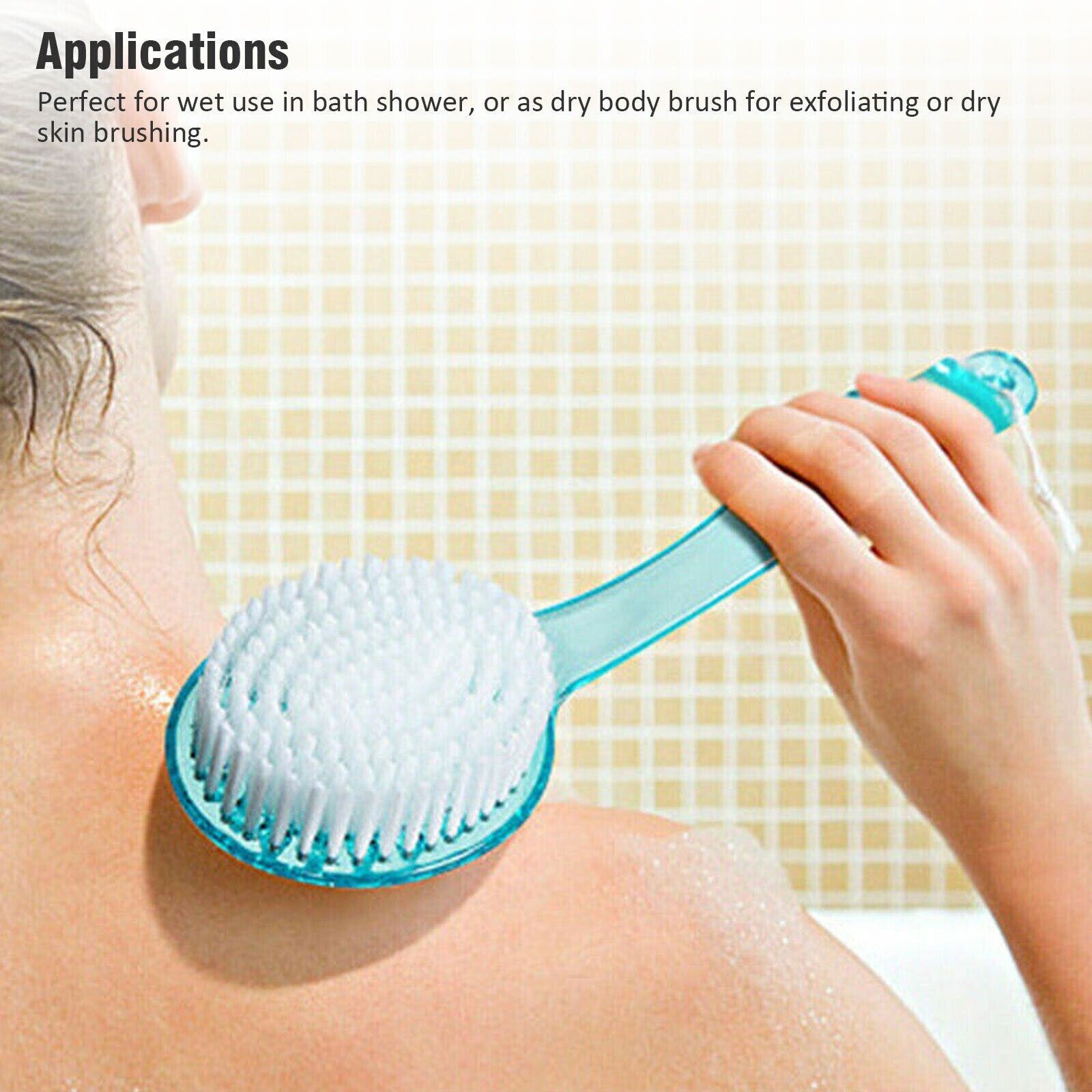 Long Handle Exfoliating Body Shower Brush. we ship only inside the US, USPS First Class Package 2 Day Handling , 2-5 Day Shipping. Long Handle Bath Body Brush Soft Back Shower Exfoliating Dead-Skin Scrubber Massager Brush by KT Deals Soft Bristles and Mas