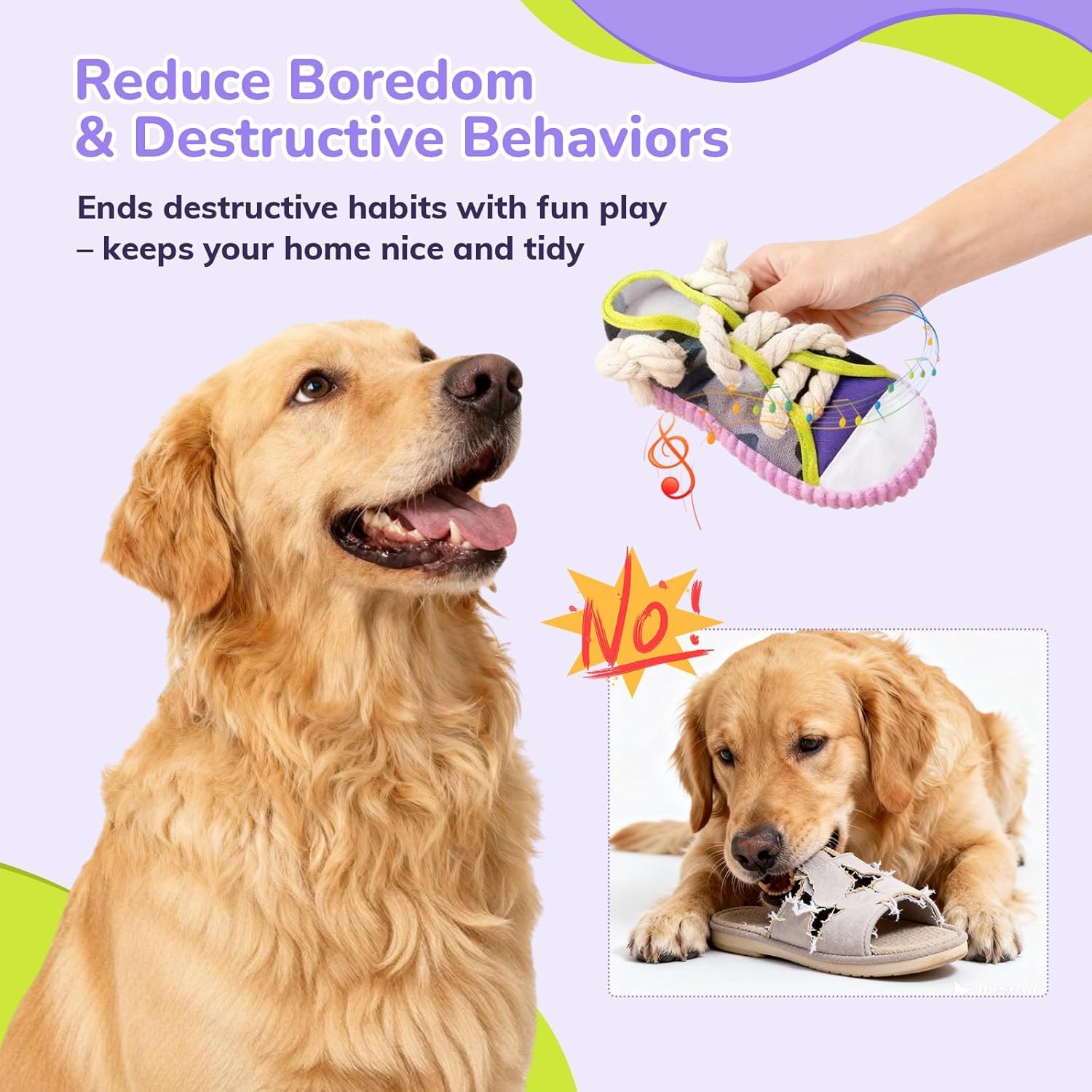 2 Pieces - Dog Chew Toys, Funny Dog Toys, Puppy Teething Toys & Shoe Dog Toy, Durable Dog Toys For Aggressive Chewers Tear-Resistant For Small & Medium Dogs 5