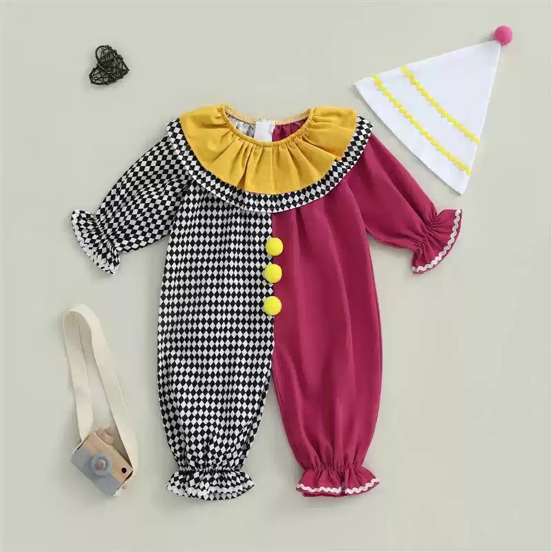 0-5Y Toddler Baby Clown Costume Boy Girl Funny Halloween Out