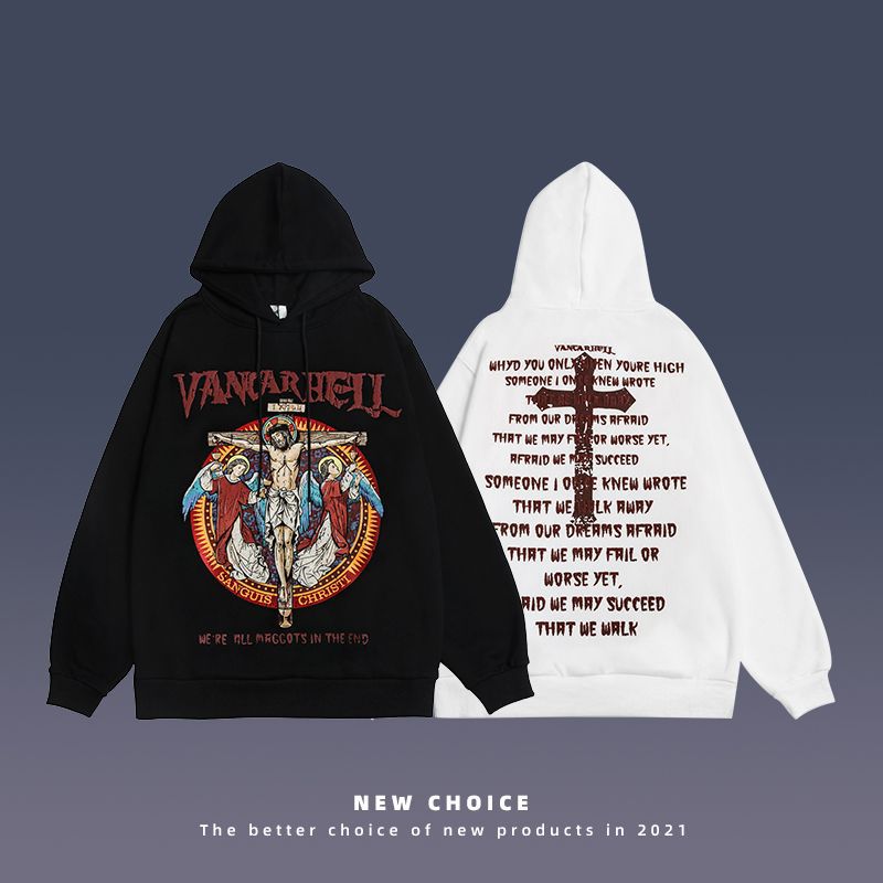 American High Street Hip Hop Retro Niche Fleece Hooded Sweater