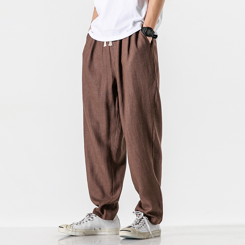 Title 4, Mens Linen Summer Straight Trousers Breathable...