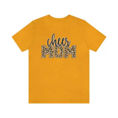 European And American Leopard Print Cheerleading Mother Round Neck Short Sleeve T shirt Yellow - Shop at LoveMi