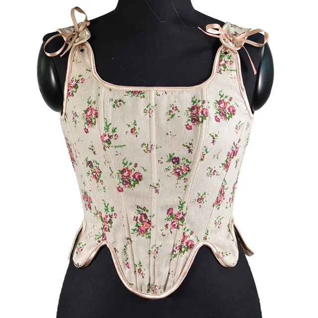 French Small Floral Strap Fishbone Corset Short Vest Rose - Shop at LoveMi