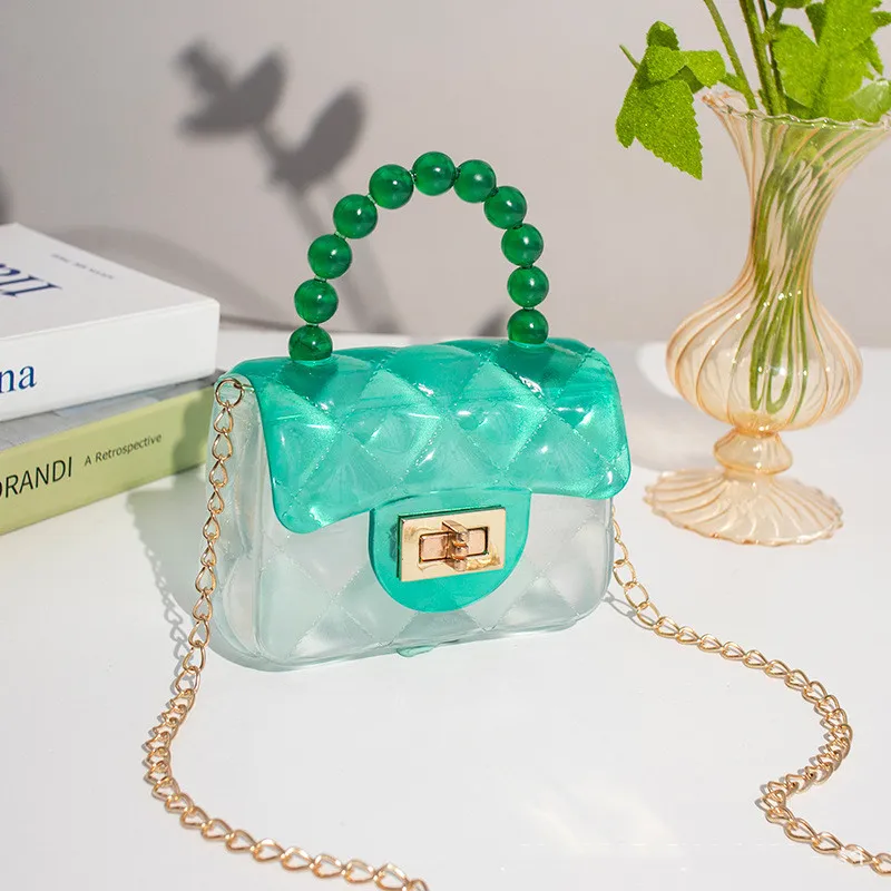 Pearl Handheld Transparent Jelly Bag - Green