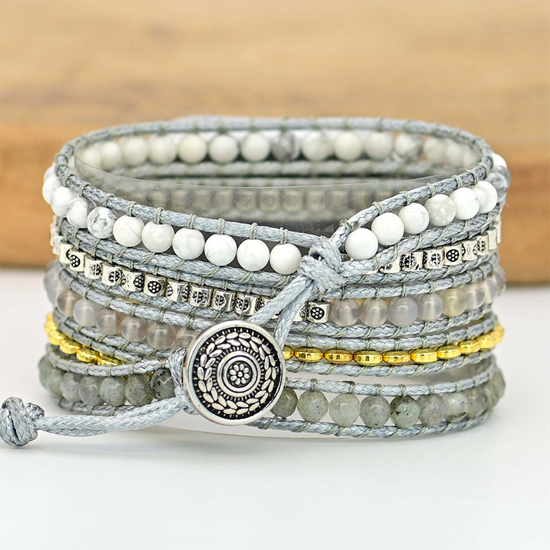 Pulsera de cristal con cuentas de piedra natural estilo bohemio