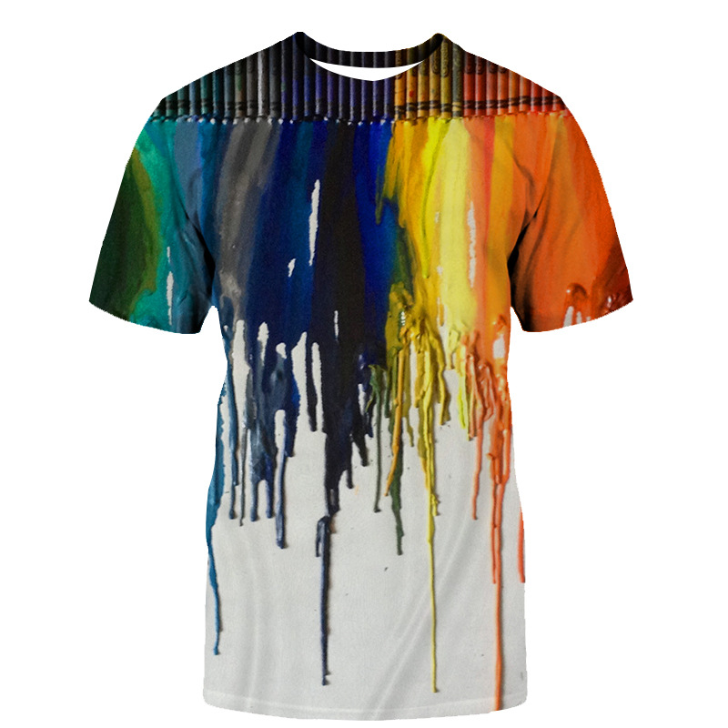 Title 2, Casual 3D T-shirt met waterdruppelprint Ronde h...