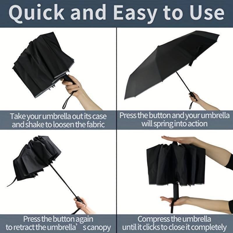 Extra Strength Foldable 24 Rods Umbrella Fully Automatic Large UV Rain Protect — image 9