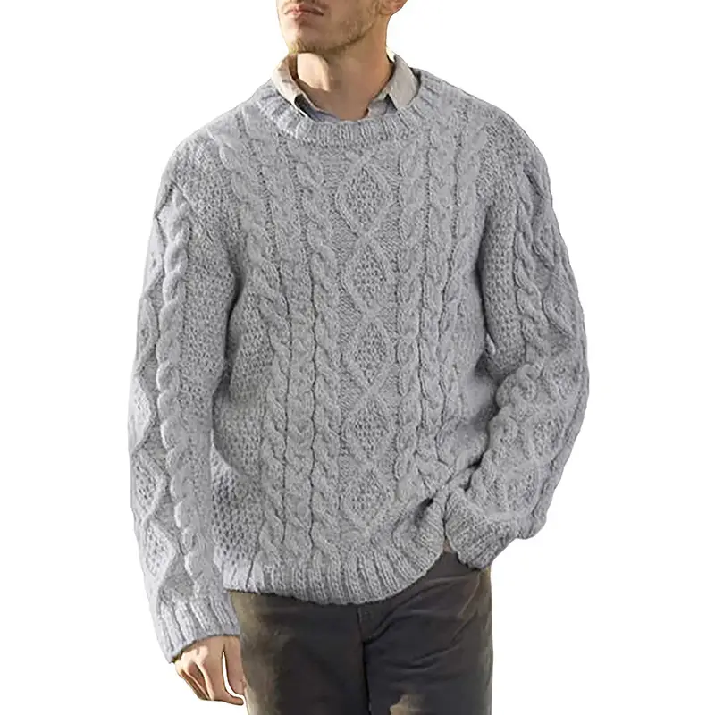 New Sweater Men's European And American Solid Color Round Neck