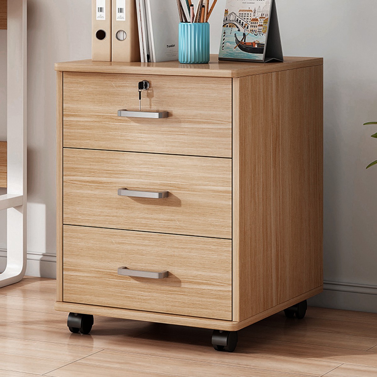 Under Desk Filing Cabinet W Drawers & Wheels Office Storage — image 9