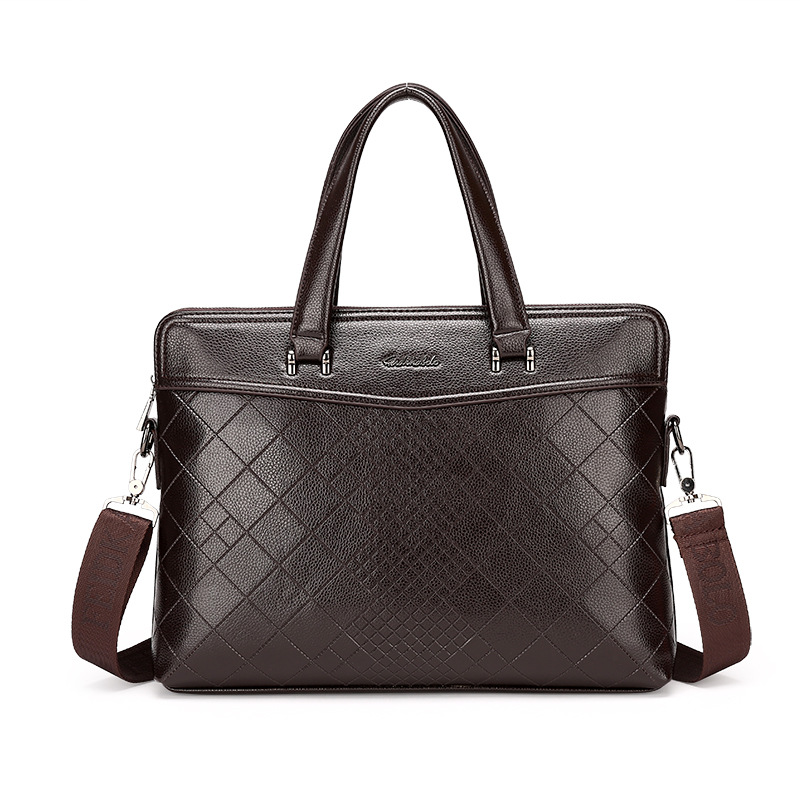 Leather Men's Business Portable Document Computer Shoulder Messenger Bag Brown - Shop at LoveMi