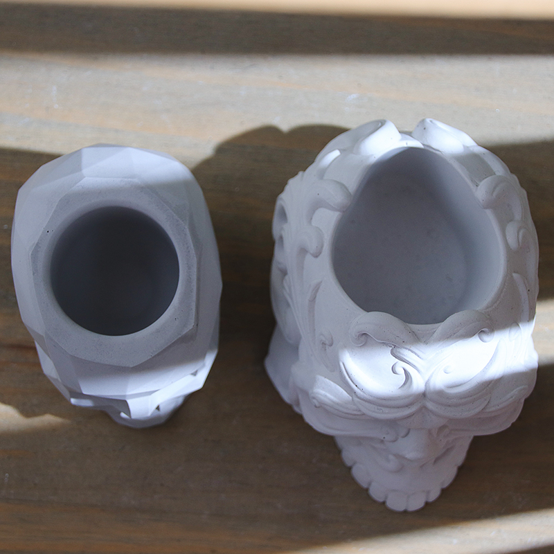Epoxy storage box ornament mould (faceted skull mould)