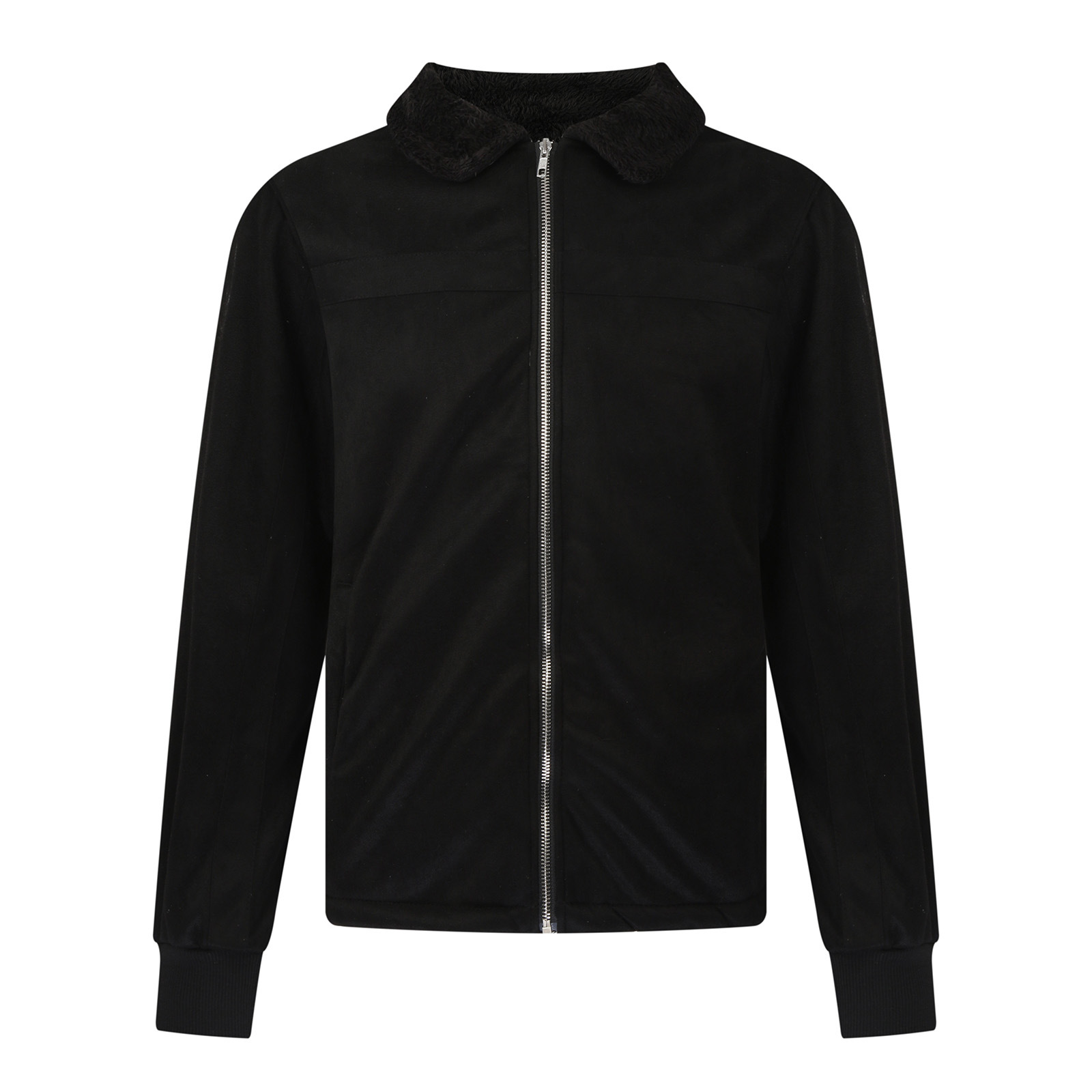 Oversized Frosted Velvet Plain Leather Jacket