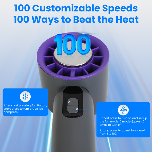 Speed Handheld Cooling Fan With Superconducting Ice Pack, 3000mAh Rechargeable Portable Mini Air Cooler With LCD Display For Summer Outdoor Travel — foto 3