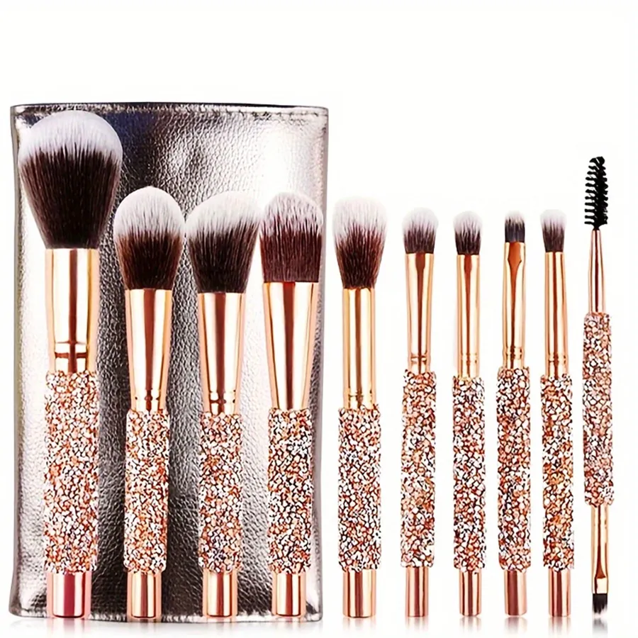 Luxury Makeup Brush Set Diamond Rivet Handle