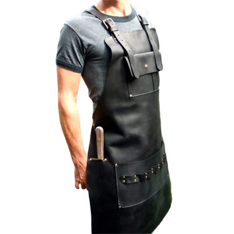 Heavy Duty Leather Tool Aprons for Men Carpenter Chef BBQ Cooking Butchers Apron