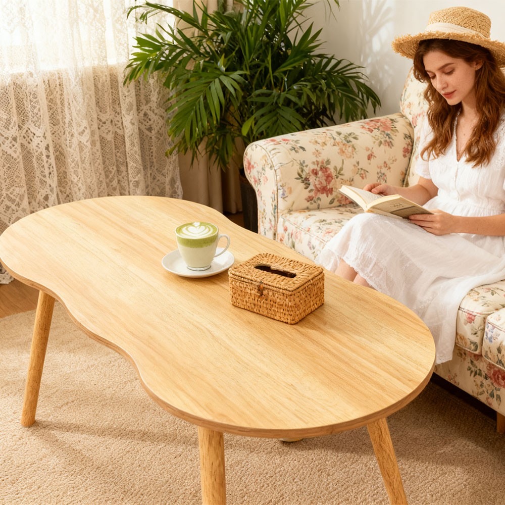 Natural Wooden Coffee Table For Living Room Modern Sofa