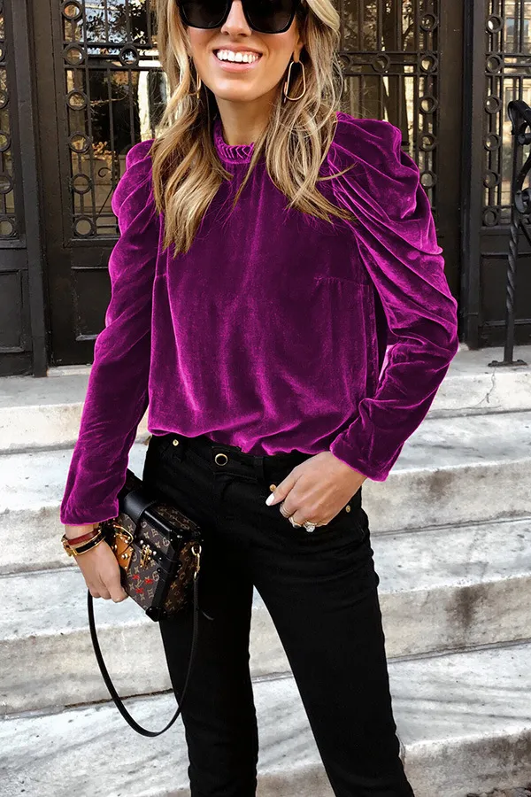 Bubble Long Sleeve Fashion Women's Sweater Rose Red - Shop at LoveMi