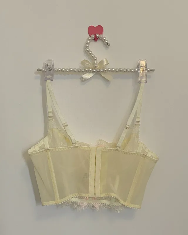 Lace Camisole And Fish Bone Corset Yellow - Shop at LoveMi