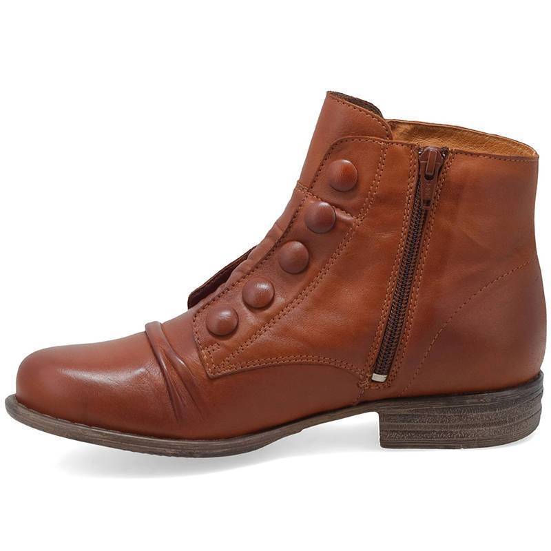 Low Heel Short Side Zip Button Motorcycle Boots