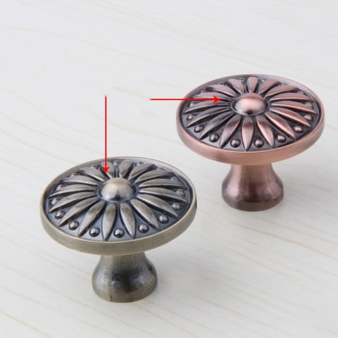 Simple Green Bronze Single Hole Drawer Round Handle