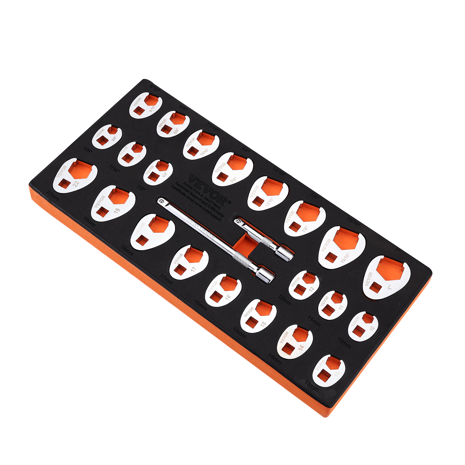 VEVOR 24PCS Crowfoot Wrench Set SAE Metric CR-MO w Extension Bars