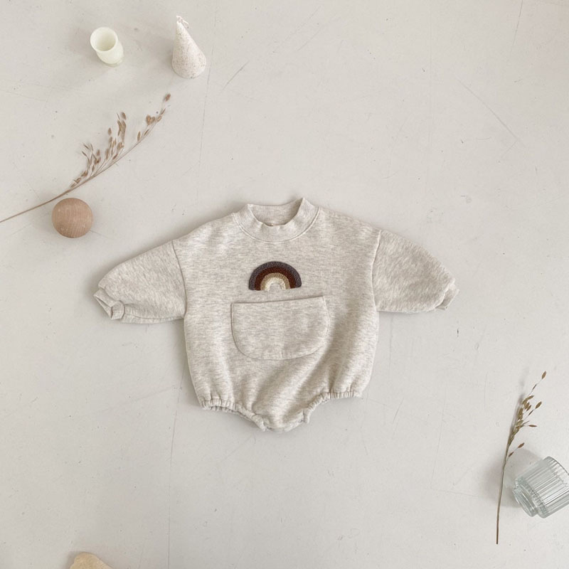 Autumn New Baby Rainbow Print Jumpsuit Romper — foto 3