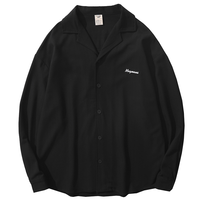 Vintage Original Night Style Letter Embroidery Long Sleeve Lapel Shirt