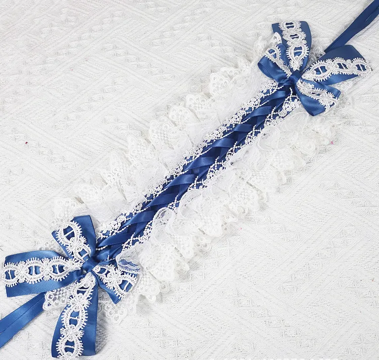 Elegant Pastoral Lace Hair Ornament With Bow Hanamaru Straw Hat - O