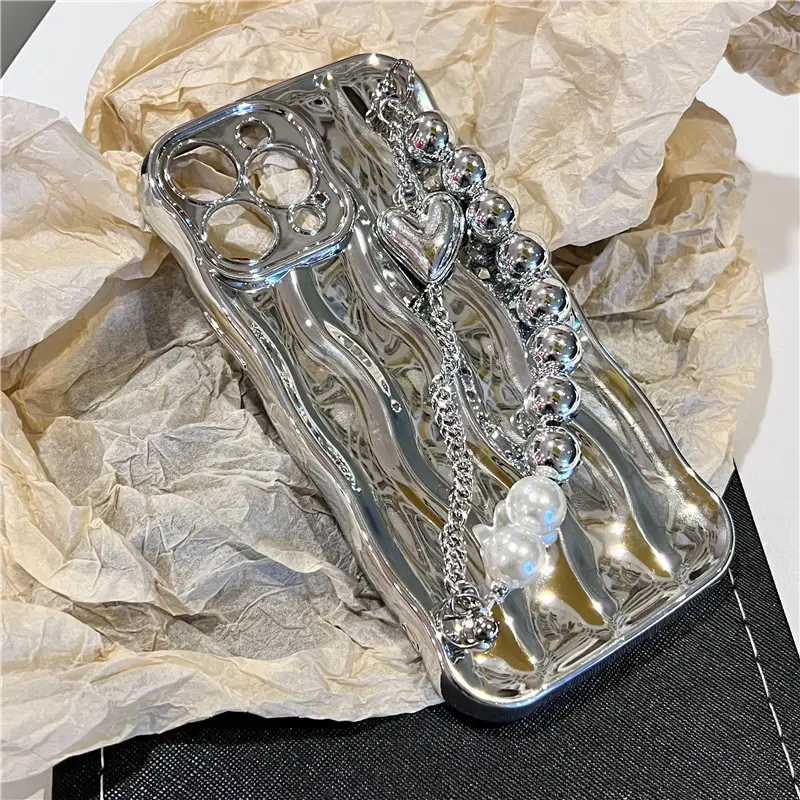 High-grade Electroplated Water Ripple Wristband Phone Case