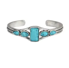 Bohemian Retro Turquoise Adjustable Bracelet - Square Style - View 1