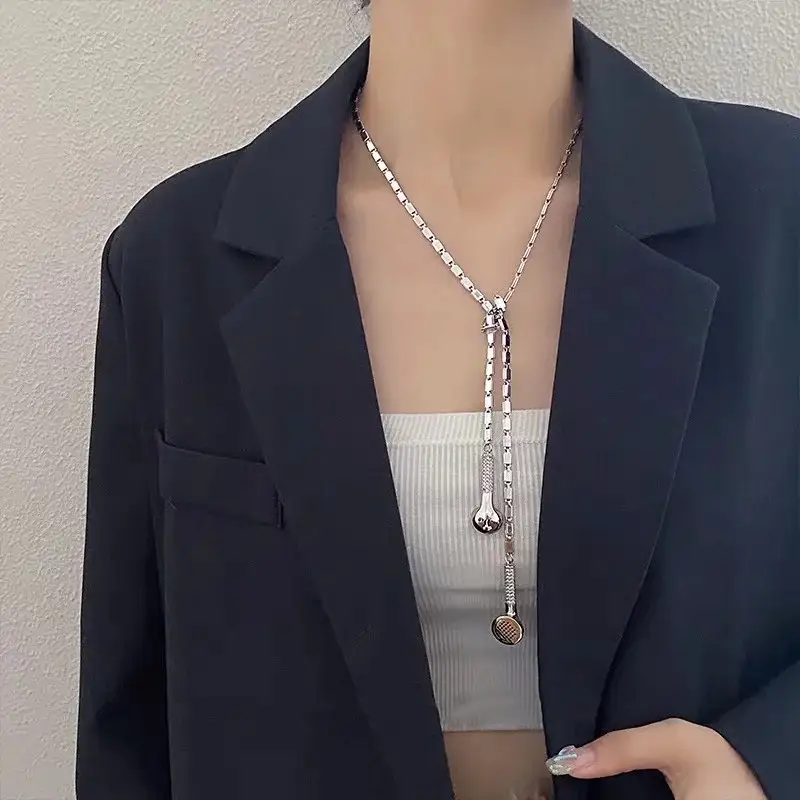 Headphone Sweater Chain Women's New Fashion Copper Light Luxury Design Necklace