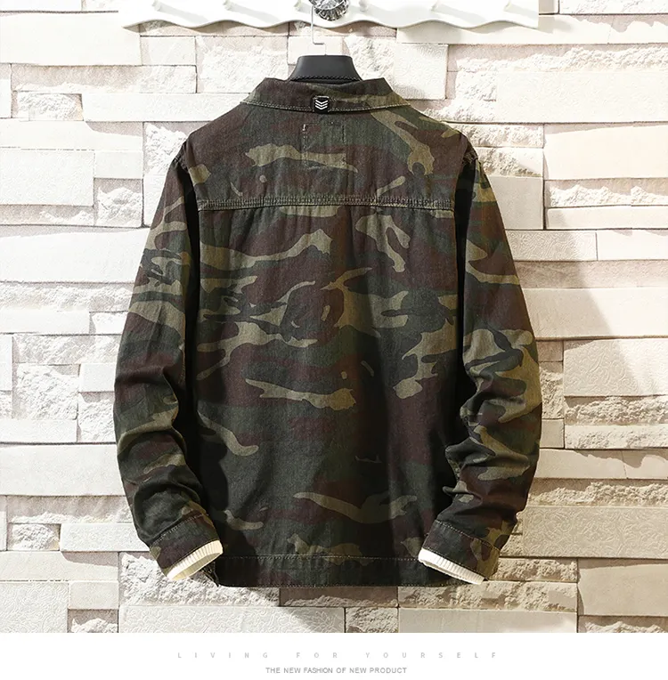 New Mens Camouflage Denim Jacket Coat Man